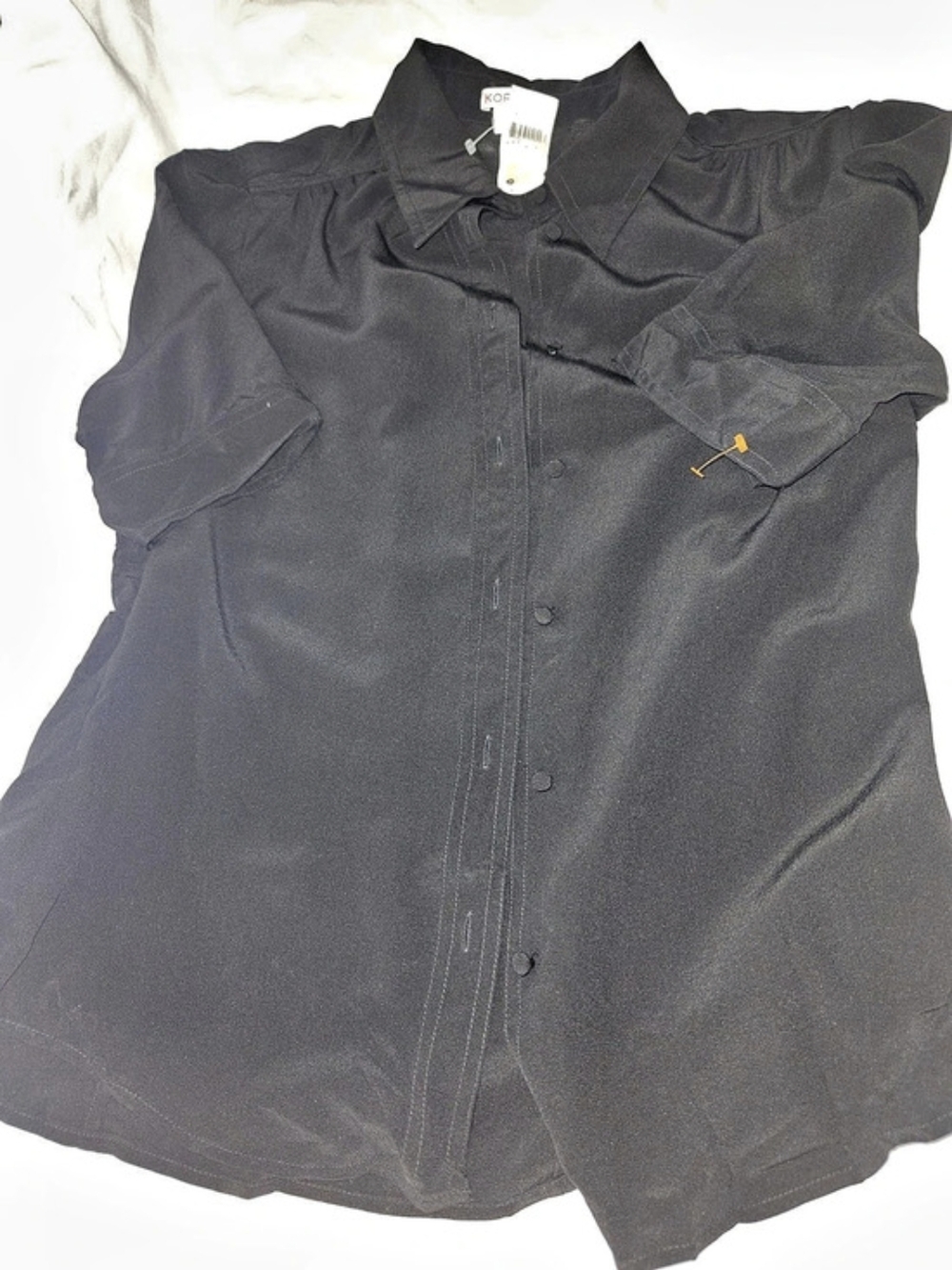 Michael Kors Silk Button Down Shirt in Black Size Large NWT